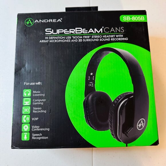 Andrea SuperBeam Cans SB-805B Hi Def USB Stereo Headset with Microphone - Picture 4 of 13